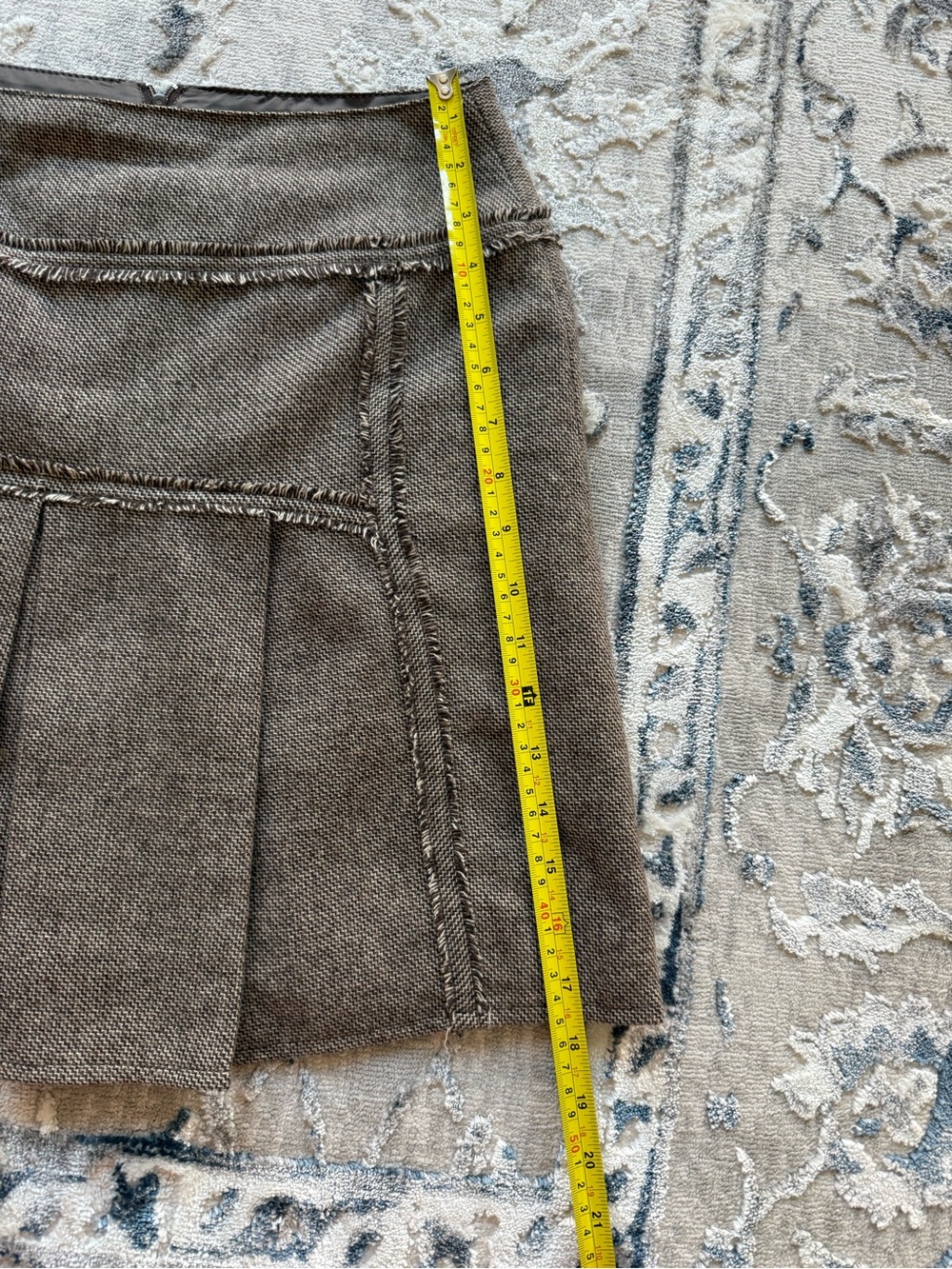 Womens Pleated Wool Tweed Skirt - Brown - Picture 5 of 5